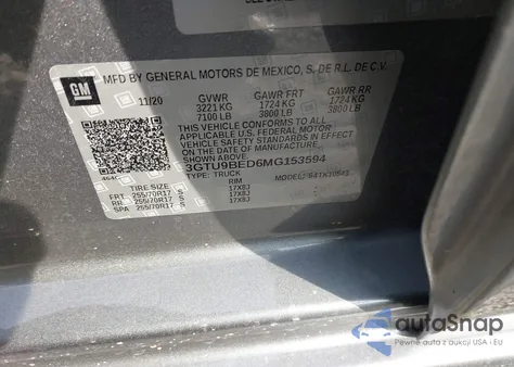 2021 GMC Sierra 1500 4Wd Short Box Sle from USA, damaged, VIN 3GTU9BED6MG153594